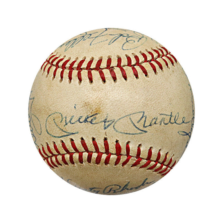 Mickey Mantle, Ford, Feller, Harrelson Multi Signed Hall of Famers and Stars Ball (JSA LOA)