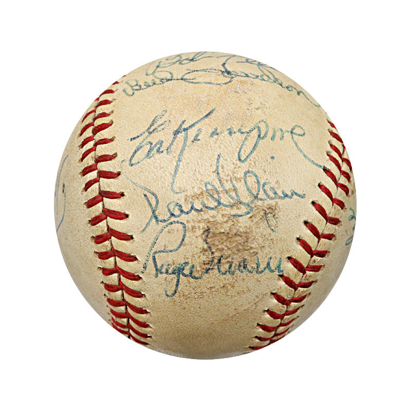 Mickey Mantle, Ford, Feller, Harrelson Multi Signed Hall of Famers and Stars Ball (JSA LOA)