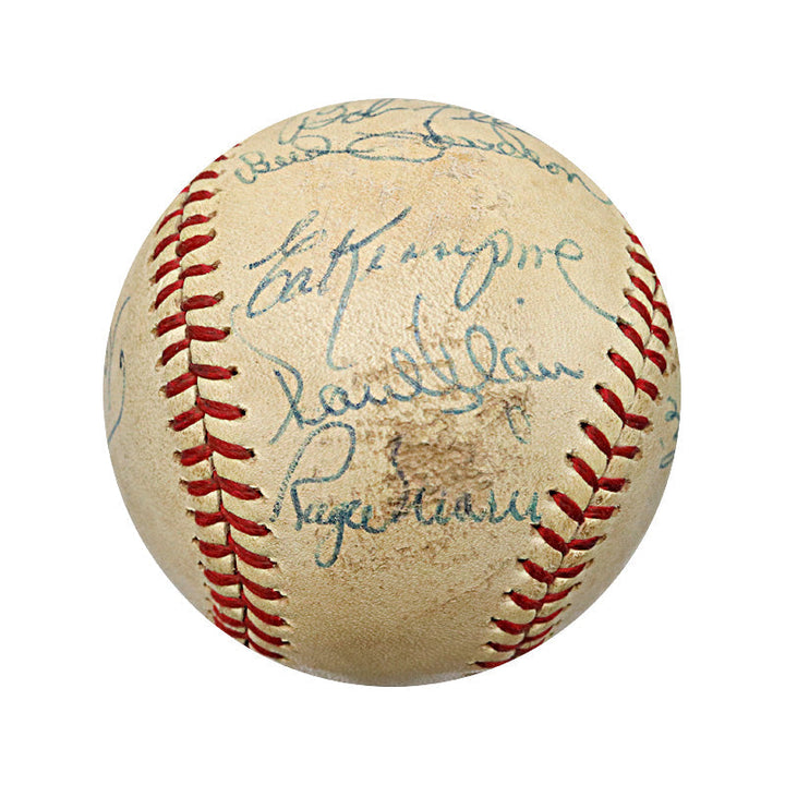 Mickey Mantle, Ford, Feller, Harrelson Multi Signed Hall of Famers and Stars Ball (JSA LOA)