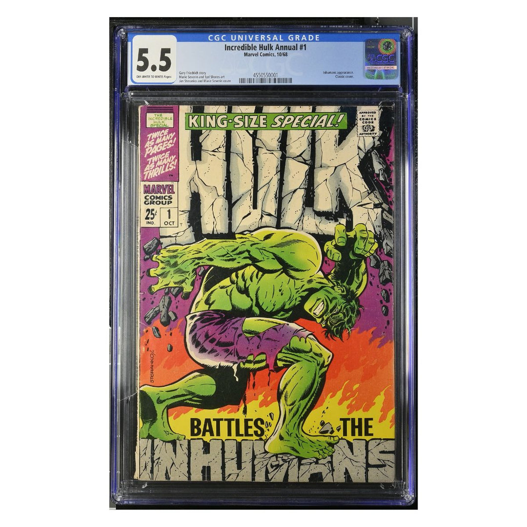 Incredible Hulk Annual #1 - CGC 5.5 - Off White To White Pages - Classic Cover