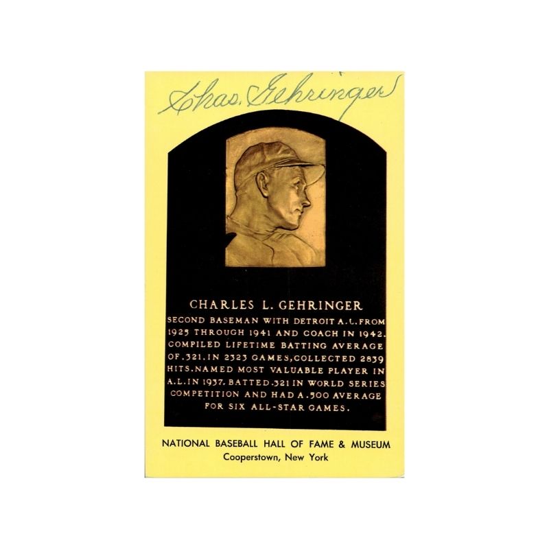 Charles Gehringer Autographed HOF Plaques (Spencer Ross LOA)