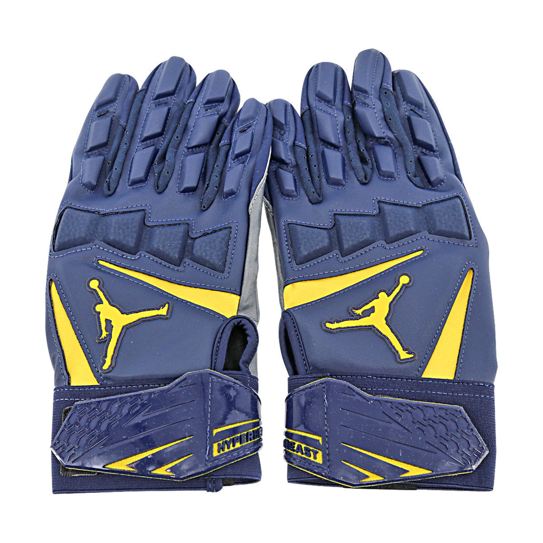 Jordan Brand Hyperbeast Leather Michigan Wolverines Blue Gloves Size: XL PGF469